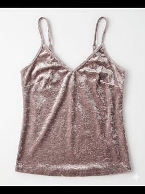 love, Fire Crushed Velvet V-Neck Cami in Dusky Rose